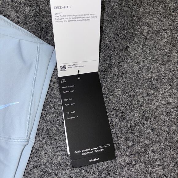 NWT Nike Dri Fit “Zenvy” High Rise 7/8 Length Women’s Medium Light Blue Leggings - Picture 3 of 5